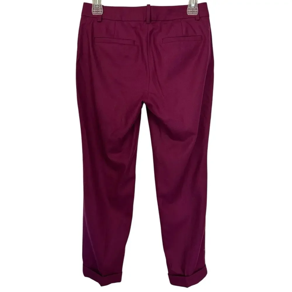 J. Crew Pure Wool Cafe Capri Ankle Pants Burgundy 51414 Petite Size 00